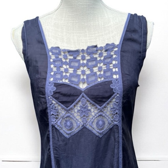 🌻Johnny Was Dark Indigo Periwinkle Bohemian Embroidered Knee Length Dress Small - Picture 4 of 10
